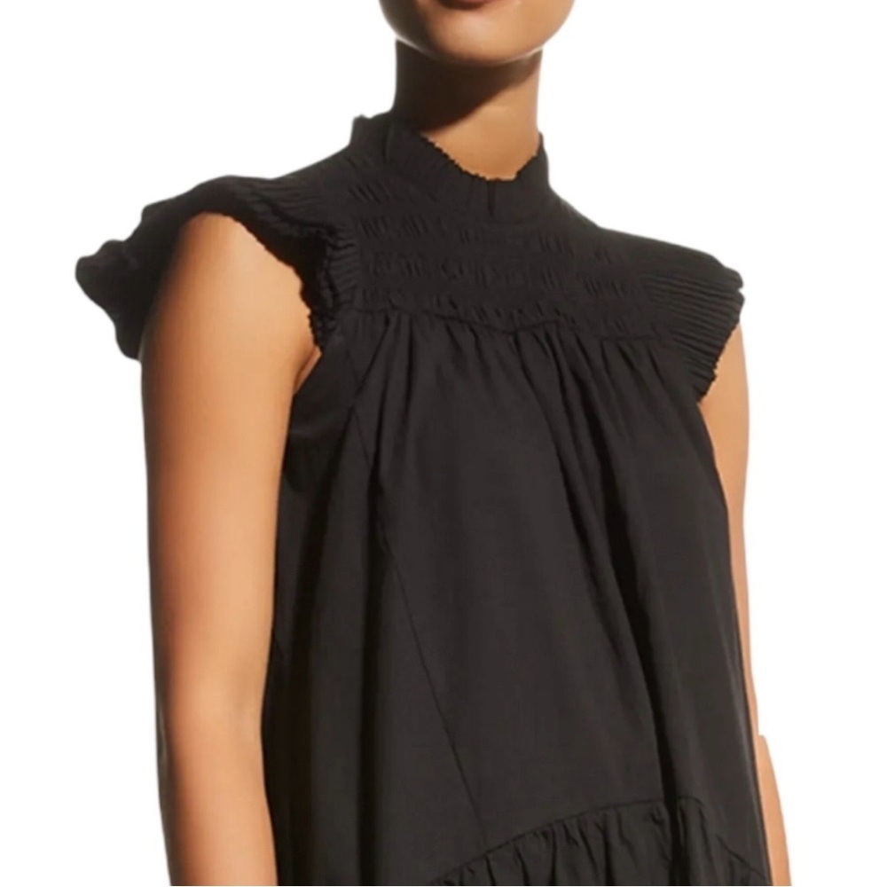 Love The Label by Anthropologie Smocked Peplum Blouse in Black Size Small